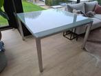 eettafel (glas -alu), Huis en Inrichting, Tafels | Eettafels, Ophalen, Gebruikt, Glas, Vierkant