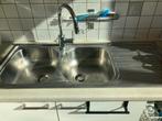 Double spoelbak inox, Huis en Inrichting, Keuken | Keukenelementen, Ophalen, Zo goed als nieuw