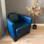 Lederen fauteuil eenzit koningsblauw, Ophalen, Zo goed als nieuw, Leer, Modern