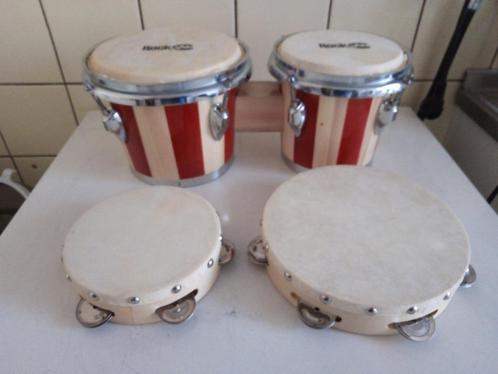 Te koop 4 muziek trommels en Tamboerijnen, Musique & Instruments, Percussions, Comme neuf, Tambour, Enlèvement ou Envoi