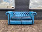 Prachtige Chesterfield zetel jeans blauw GRATIS GELEVERD, Ophalen of Verzenden, Leer