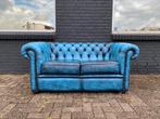 Prachtige Chesterfield zetel jeans blauw GRATIS GELEVERD, Cuir, Enlèvement ou Envoi