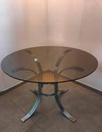 Table à manger en verre fumé et acier chromé, Enlèvement, Verre