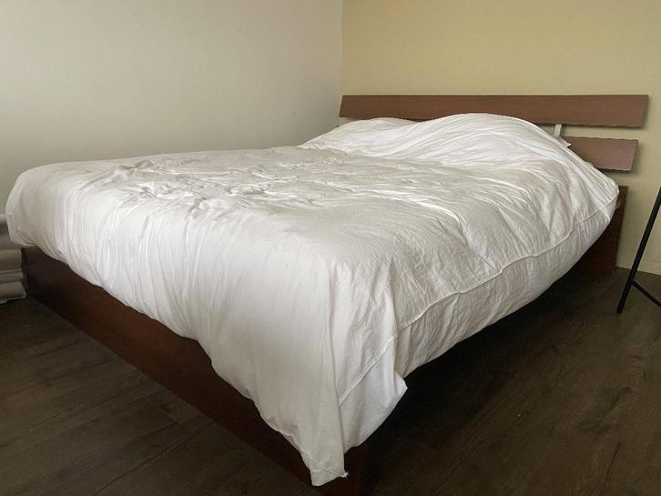 Ikea Hopen tweepersoonsbed 160x200, Huis en Inrichting, Slaapkamer | Bedden, Gebruikt, Tweepersoons, 160 cm, 200 cm, Hout, Bruin