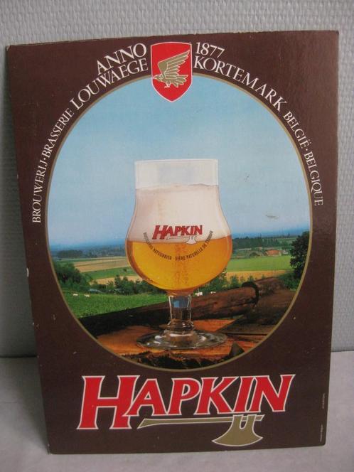 Publiciteitsbord Hapkin / Akila - Louwaege Kortemark., Collections, Marques de bière, Comme neuf, Panneau, Plaque ou Plaquette publicitaire
