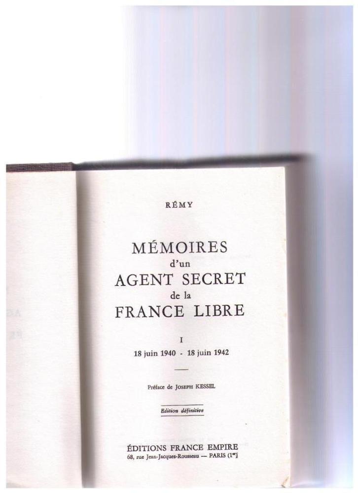 Mémoires d'un agent secret de la France libre, Rémy, 3 tomes, Livres, Guerre & Militaire, Utilisé, Deuxième Guerre mondiale, Enlèvement ou Envoi