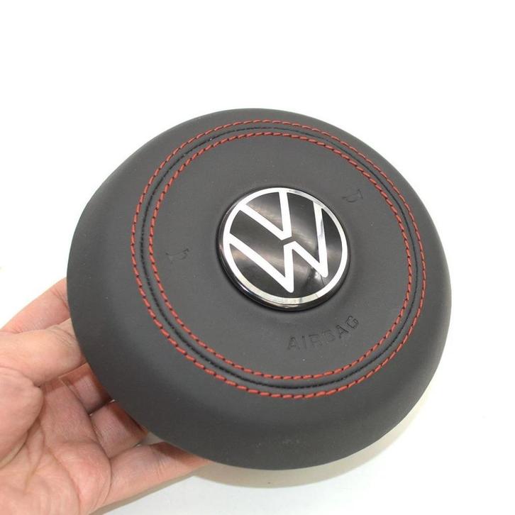 Volkswagen airbag cover leer rood chrome Golf, Auto-onderdelen, Besturing, Volkswagen, Nieuw, Ophalen of Verzenden