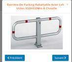 Barrière de parking rabattable acier 950x450mm à cheville, Neuf