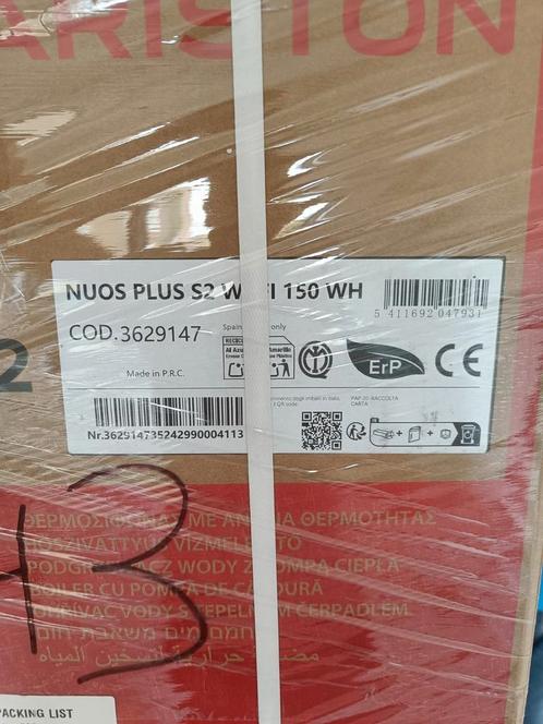 Warmtepomp boiler Ariston NUOS PLUS S2 WIFI 150 WH, Doe-het-zelf en Bouw, Chauffageketels en Boilers, Nieuw, Boiler, Ophalen