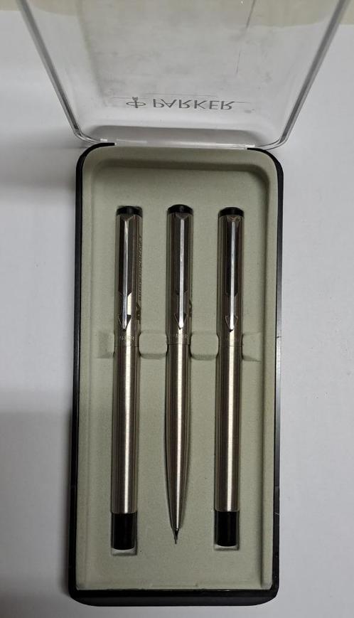 Vintage Parkerset Beroepskrediet, Verzamelen, Pennenverzamelingen, Gebruikt, Pennenset, Parker, Met doosje, Met reclame, Ophalen of Verzenden