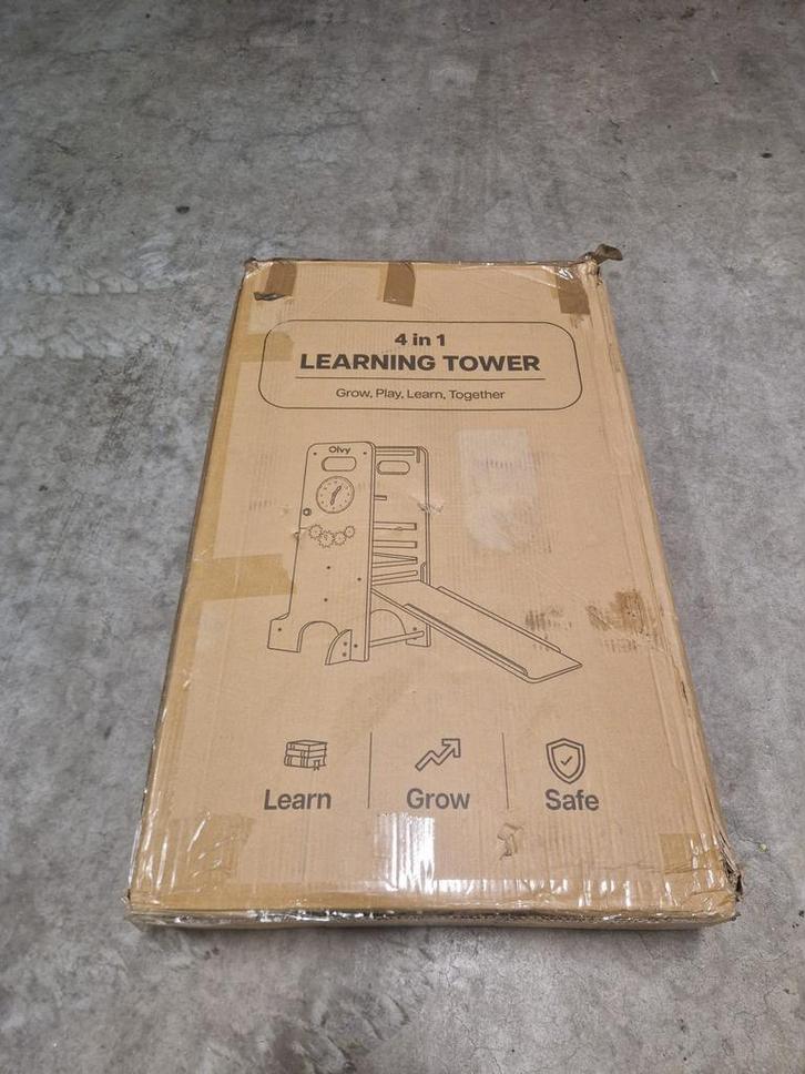 Leertoren - Olvy - 4in1 Leertoren - Keukenhulp - Glijbaan, Verzamelen, Speelgoed, Zo goed als nieuw, Ophalen of Verzenden