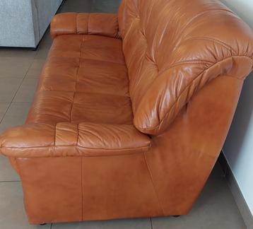 Lederen zetel cognac kleur, Enlèvement, Trois personnes, Banc droit, Cuir