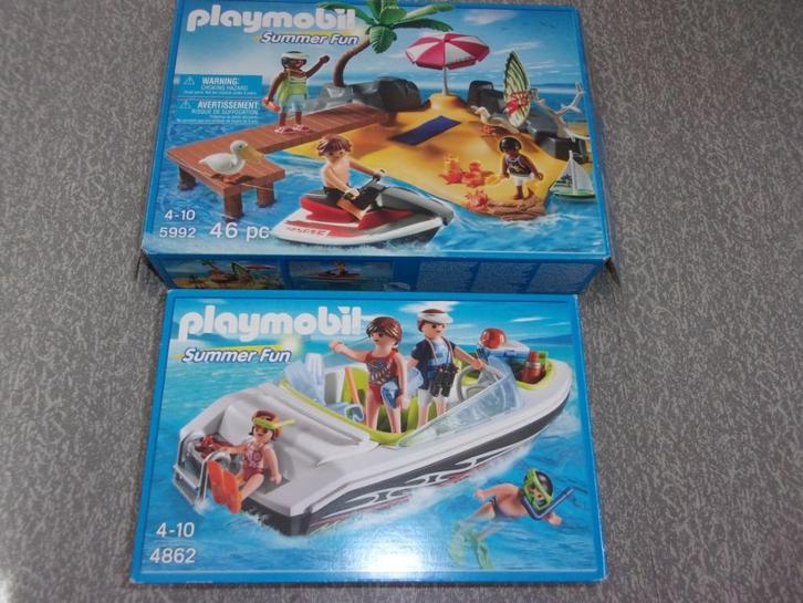 Playmobil Familieboot en vakantie eiland. (3 sets), Kinderen en Baby's, Speelgoed | Playmobil, Zo goed als nieuw, Complete set