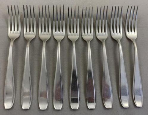 Ensemble de 9 fourchettes de table en métal argenté Sola 90, Maison & Meubles, Cuisine | Couverts, Utilisé, Envoi