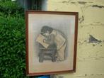 SUPER GESIGNEERD LÉON DEVOS HET KLEINE MEISJE IN HOUTSKOOL Z, Antiek en Kunst, Kunst | Litho's en Zeefdrukken, Ophalen of Verzenden
