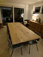 Table chêne contemporain pied acier 8 chaises 790€ à discute, Eikenhout, 200 cm of meer, Vijf personen of meer, Rechthoekig