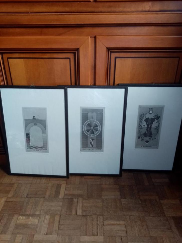 Drie litho's/gravure van de kunstenaar Martine Monfort 25/13, Antiek en Kunst, Kunst | Litho's en Zeefdrukken, Ophalen