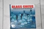 GLAZEN SCHAAKSPEL + SCHAAKBORD, Een of twee spelers, Ophalen, Zo goed als nieuw