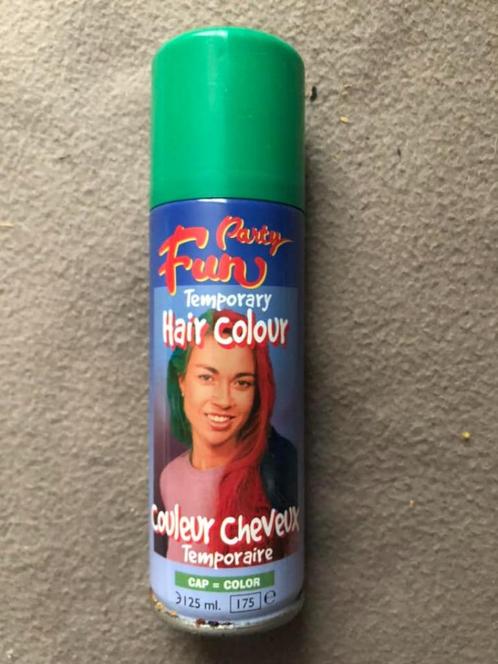 Spray coloration cheveux Vert 125ml, 1=2,5€, 5=10€, Hobby & Loisirs créatifs, Articles de fête, Neuf, Maquillage, Enlèvement ou Envoi