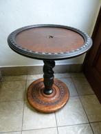 Houten gesculptuurde bijzettafel/plantenstaander 58cm diam48, Ophalen