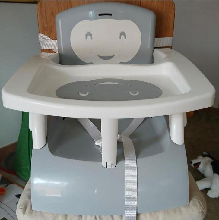 Stoelverhoger / kinderstoel, Enfants & Bébés, Chaises pour enfants, Comme neuf, Chaise pliante, Coulissant, Plateau amovible, Ceinture(s)