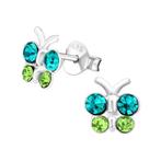 Zilveren kinderoorbellen vlinder kristal, Handtassen en Accessoires, Kindersieraden, Ophalen of Verzenden, Nieuw, Oorbellen