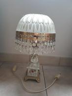 Vintage Tafel Lamp Kristal Roosjes Goud Kleur, Enlèvement