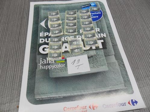 19 Carrefour-stempels voor badlinnen., Verzamelen, Supermarktacties, Overige supermarkten, Ophalen of Verzenden