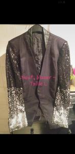 Neuf - Blazer - Taille L avec sequins et col PU, Vêtements | Femmes, Costume ou Complet, Noir, Envoi, Taille 42/44 (L)