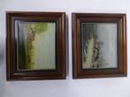 A5227 2x Landschap schilderijen van Jean Schrauwer, Antiek en Kunst, Kunst | Schilderijen | Klassiek, Ophalen of Verzenden