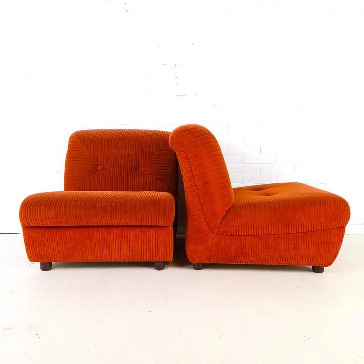 2x vintage fauteuil, Huis en Inrichting, Zitzakken, Rood, Ophalen