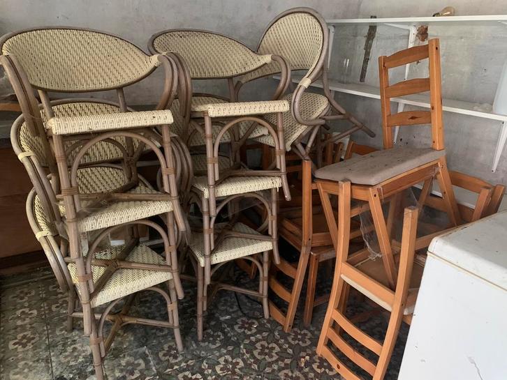 10 horeca stoelen – stevige rotan & houten modelle, Huis en Inrichting, Stoelen, Zo goed als nieuw, Ophalen