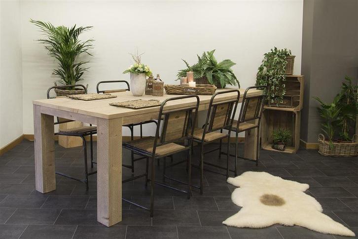 Mooie tafel van gebruikte steigerplanken, Tuin en Terras, Tuintafels, Nieuw, Ophalen of Verzenden