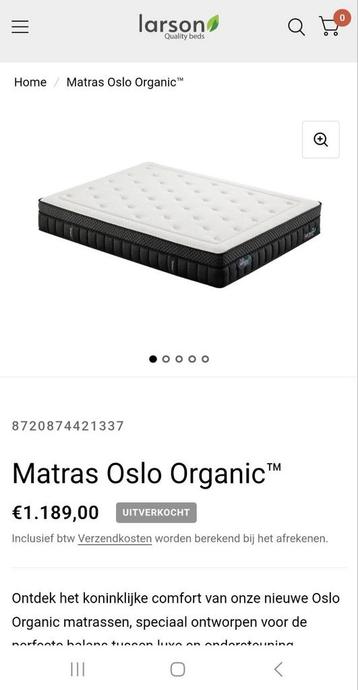 Matras Larson Oslo Organic 160x200 beschikbaar voor biedingen