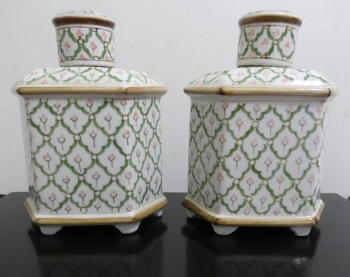 2x Chinees - porselein - potje met deksel, thee busjes [769], Antiquités & Art, Antiquités | Porcelaine, Enlèvement ou Envoi