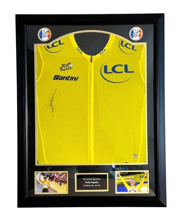 Tadej Pogacar Tour de France Gesigneerde Ingelijst Shirt, Sport en Fitness, Wielrennen, Nieuw, Overige typen, Ophalen of Verzenden