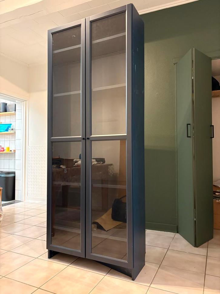 MOET NU WEG (LEUVEN) ~ Billy / Oxberg IKEA kast (blauw), Huis en Inrichting, Kasten | Boekenkasten, Gebruikt, 50 tot 100 cm, 200 cm of meer