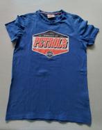 T-shirt blauw, petrol, bedrukking zwart-oranje-wit, maat 164, Ophalen of Verzenden, Gebruikt, Jongen, Shirt of Longsleeve