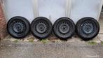 4 JANTES 15' TÔLE + 4 PNEUS HIVER 195/65 R15 91T MICHELIN, Auto-onderdelen, Banden en Velgen, Ophalen, Gebruikt, 15 inch, Winterbanden
