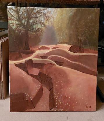 Schilderij ´Boom bij slagveld´ afmetingen 50x60cm beschikbaar voor biedingen