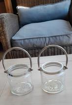 2 prachtige windlichten met Chrome handvat., Huis en Inrichting, Woonaccessoires | Kandelaars en Kaarsen, Ophalen of Verzenden