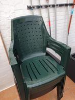 4 kunststof tuinstoelen groen, Ophalen, Zo goed als nieuw, Kunststof, Stapelbaar
