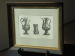 antieke gravure coll. Charles STEIN Venetiaans glas zoutvat, Ophalen of Verzenden