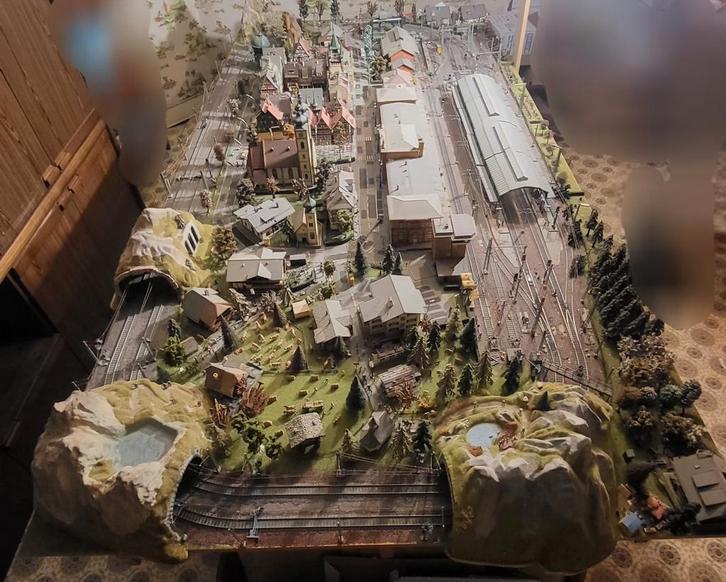 Gedetailleerd compleet modeltreinnetwerk met landschap/demon, Hobby en Vrije tijd, Modeltreinen | H0, Gebruikt, Ophalen