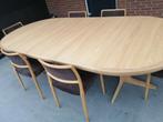 7 Niels Moller stoelen met uitschuifbare eettafel, retro, Ophalen, Hout, Gebruikt, Bruin