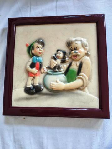 Pinocchio, zeldzaam frame uit 1950, aardewerk en bakeliet, D