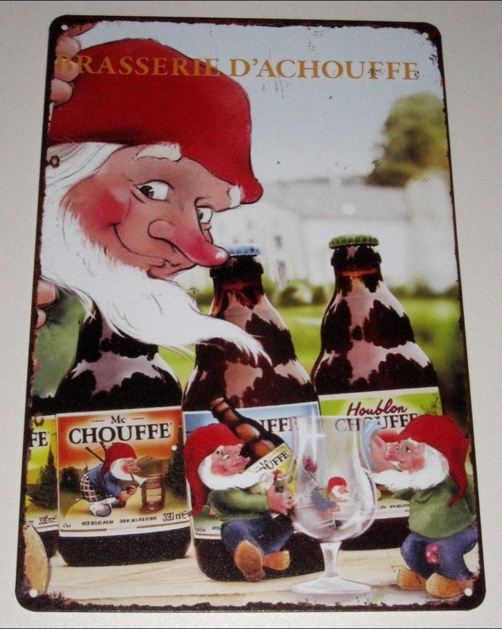 LA CHOUFFE BIER : Metalen Bord Brasserie D´Achouffe, Verzamelen, Biermerken, Nieuw, Reclamebord, Plaat of Schild, Overige merken