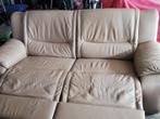 Canapé en cuir beige avec fauteuil inclinable, Maison & Meubles, Klassieker, Enlèvement, Utilisé, Cuir