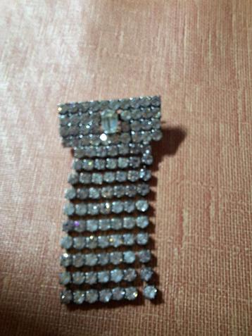 Broche ancienne en strass, Enlèvement ou Envoi, Comme neuf, Argent, Avec strass