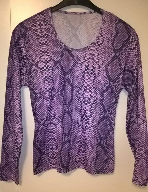 Paars zomerbloesje met slangenprint - Etam - maat 40, Kleding | Dames, T-shirts, Zo goed als nieuw, Maat 38/40 (M), Paars, Lange mouw